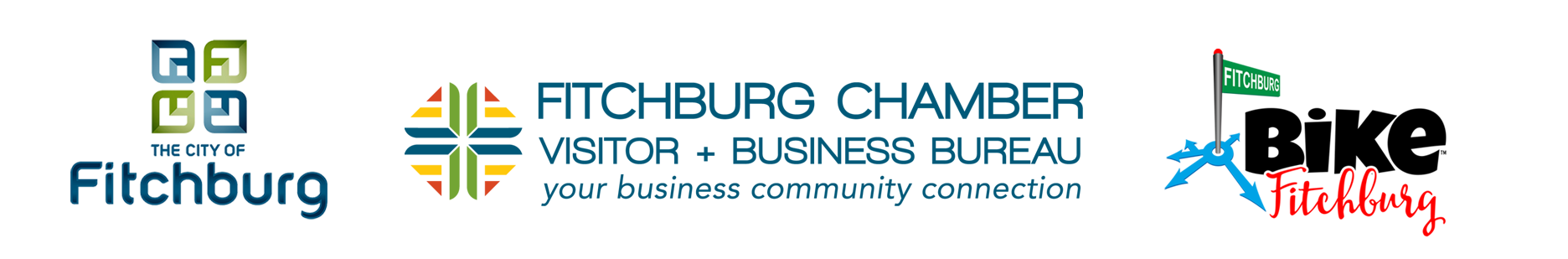 Fitchburg city, chamber and Bike Fitchburg logos